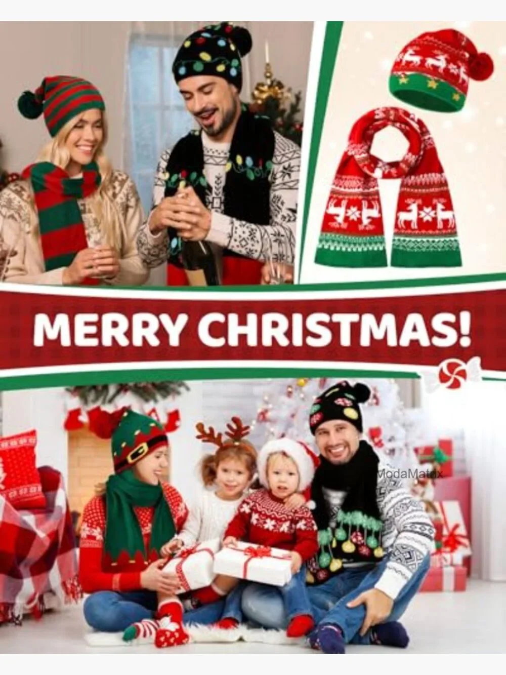 16 Pcs Knitted Hat and Scarf Sets Winter Pom Beanie Gift Pack